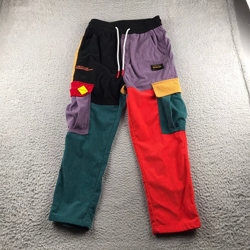 Aelfric Eden Back To 90s Pants Men S (28x24) Patchwork Corduroy Colorblock Cargo